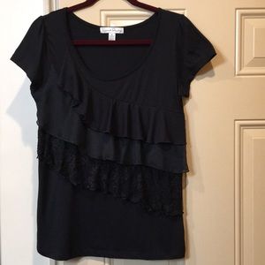 French Laundry - black ruffles layered top